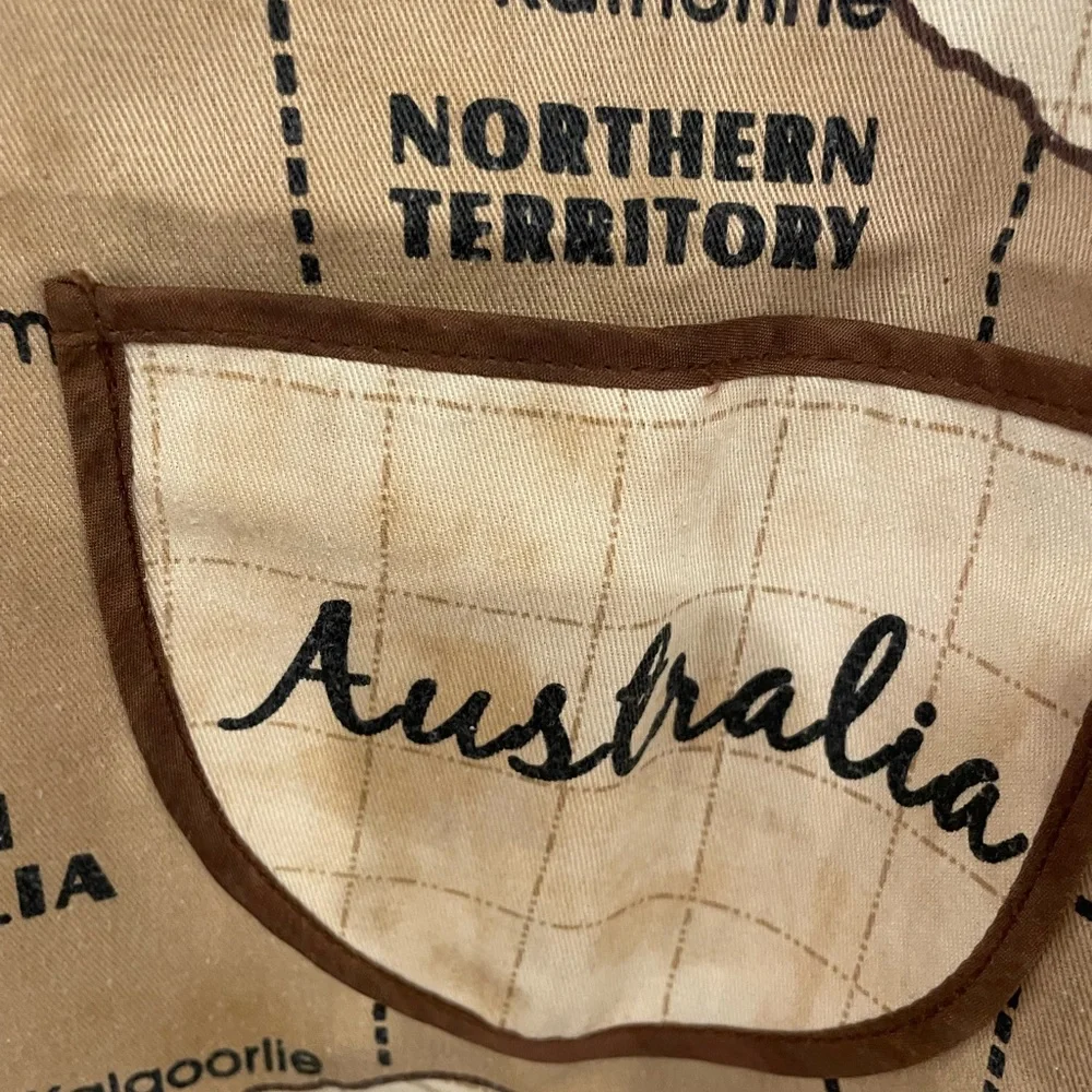 Australia Map Apron with Brown Accents
